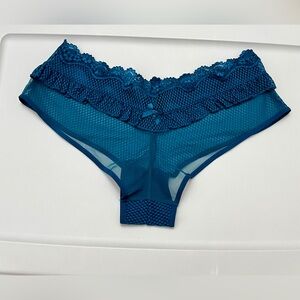NEW Victoria’s Secret Very Sexy Teal Fishnet Mesh Ruffle Cheeky Panties Large L